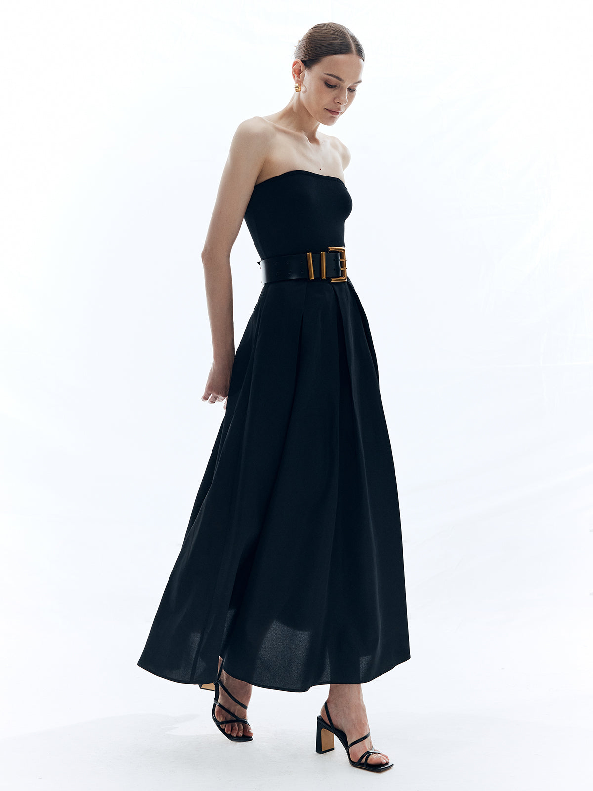 Solid Off Shoulder Long Dress Without Belt