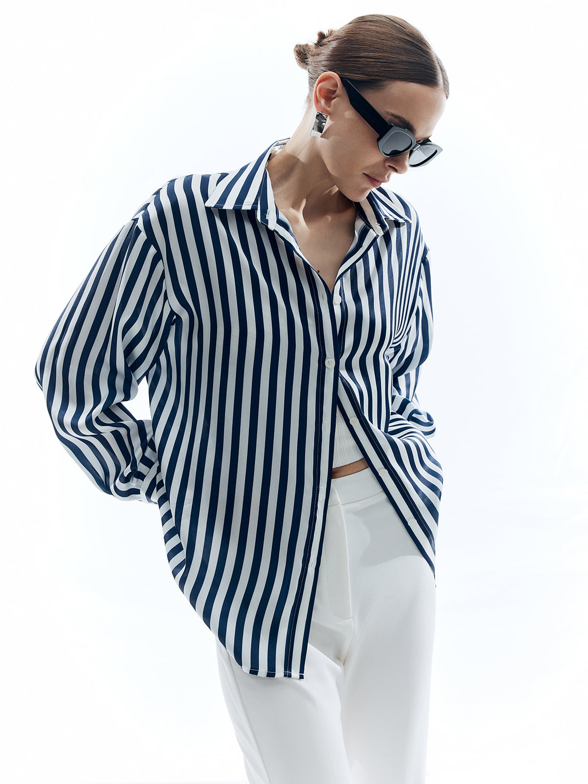 Shift Stripe Turndown Collar Shirt