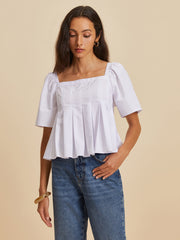 Pleated Crew Neck Blouse