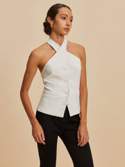 Backless Cross-Over Collar Tank Top