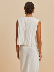 Pleated Knotted Sleeveless Blouse