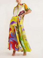 Rockset mit Kordelzug und Satin-Print