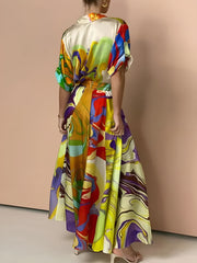 Rockset mit Kordelzug und Satin-Print