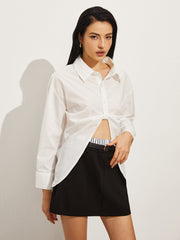 Lapel Knotted Long Sleeve Shirt