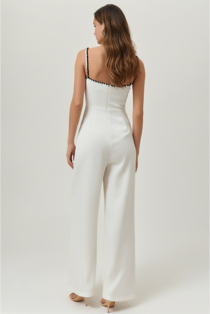 Jacquard Zipper Pockets Jumpsuit