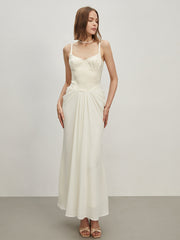 Satin Chiffon Pleated Dress