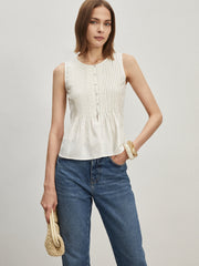 Cotton & Linen Pleated Blouse