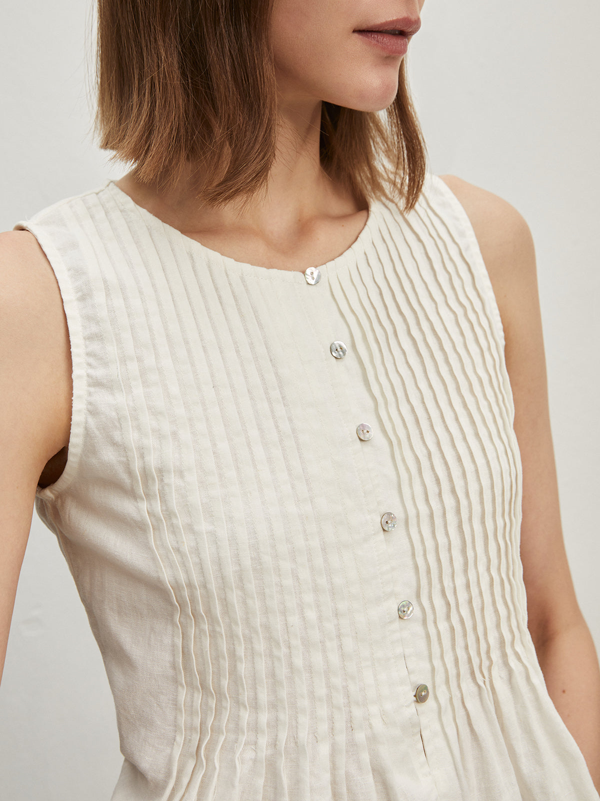 Cotton & Linen Pleated Blouse