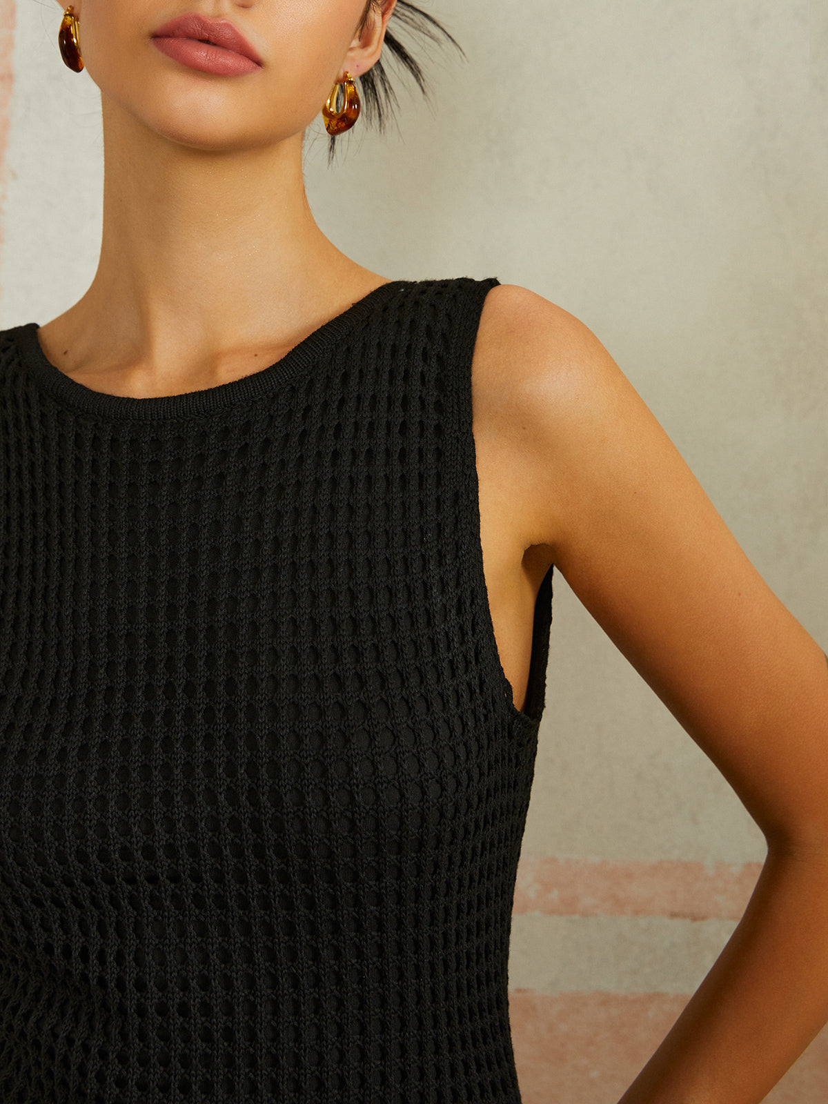 Backless Slit Sleeveless Sweater Dress Selfyy Backless Slit Sleeveless Sweater Dress Selfyy