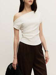 Casual Asymmetrical Neck T-Shirt