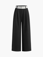 Casual Contrast Wide Leg Pants