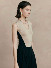 Elegant Sleeveless Colorblock Knit Top