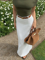 Elegant Slit Back Maxi Skirt Without Belt