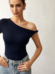 Cold Shoulder Knotted T-Shirt