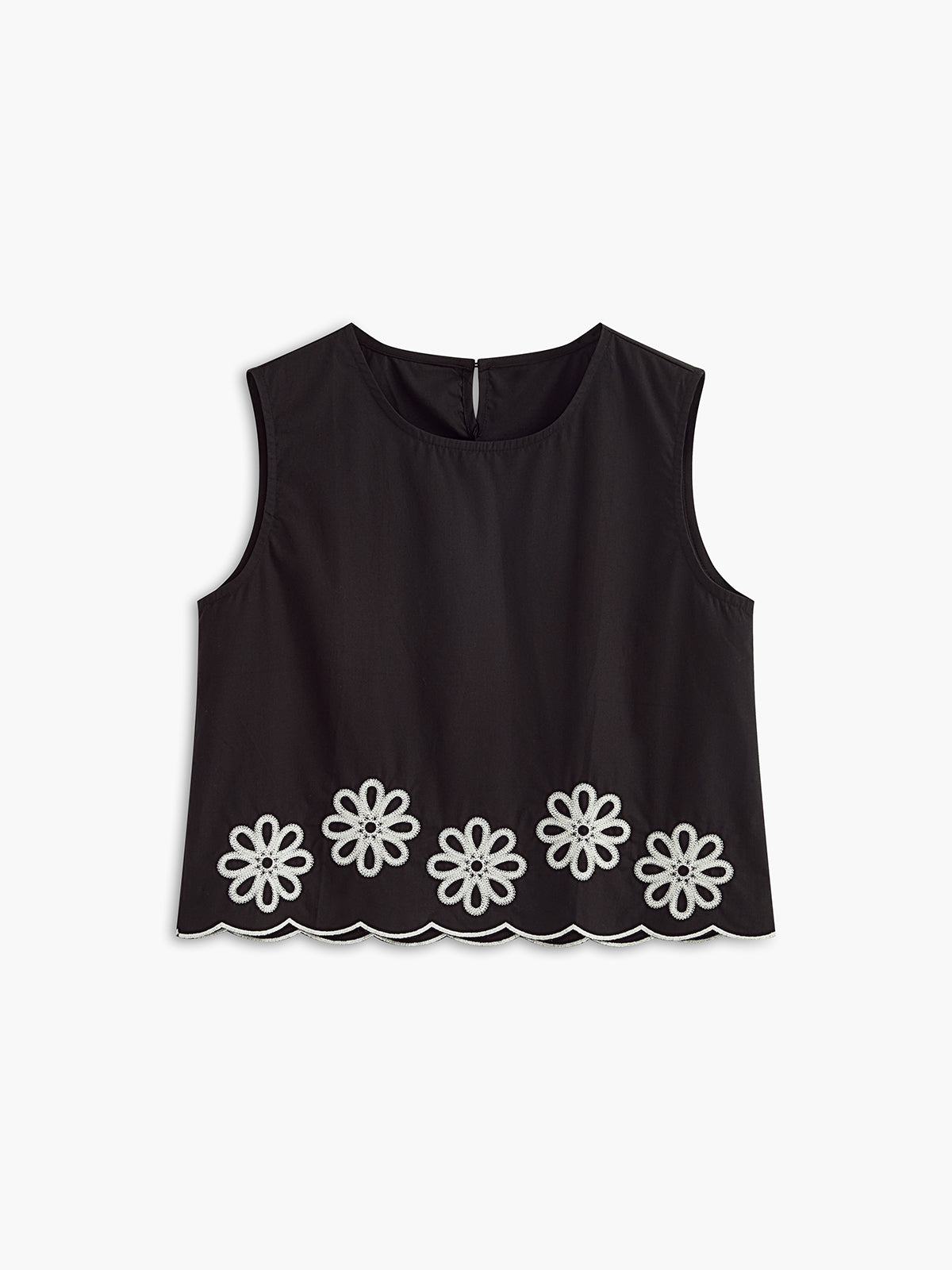 Embroidery Round Neck Sleeveless Tank Top