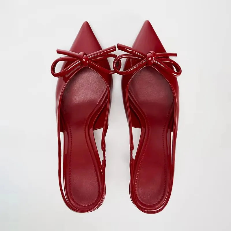 Ozzy Red Bow Slingback Heels