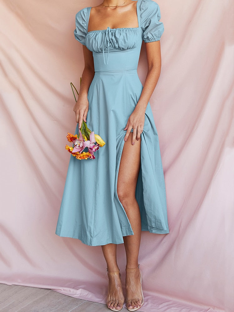 Clancy Ruched Tie Up Dress