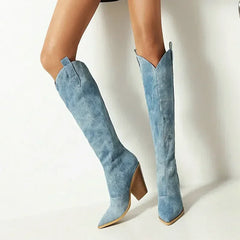 Toby Knee High Denim Boots