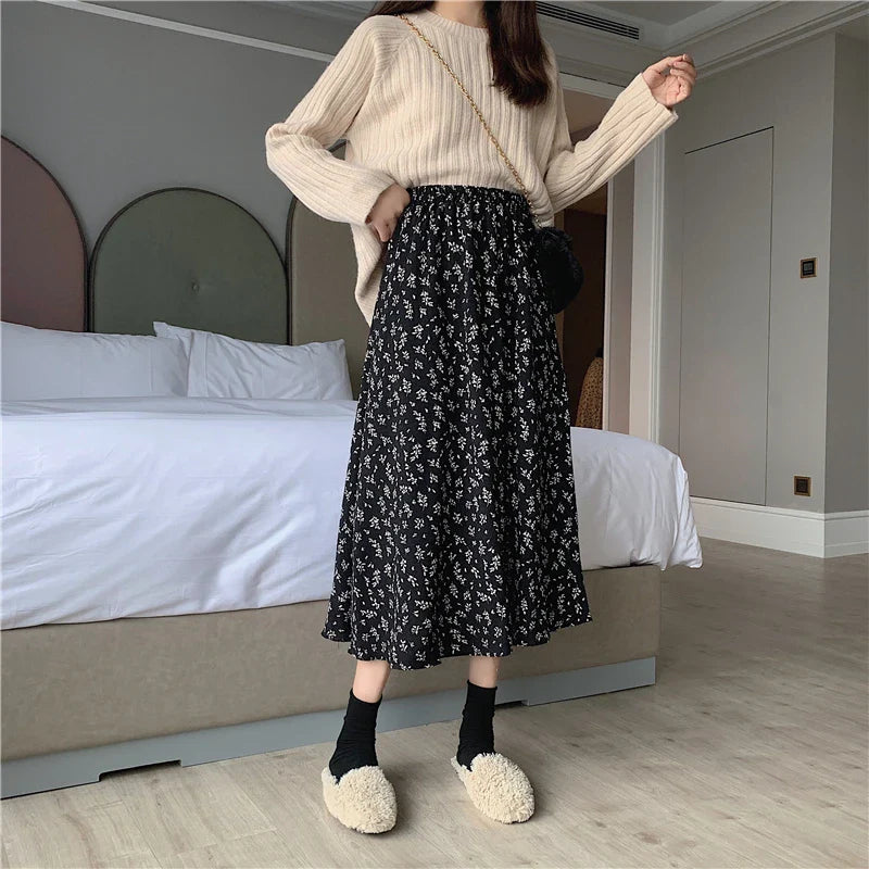 Adira A Line Bloom Midi Skirt