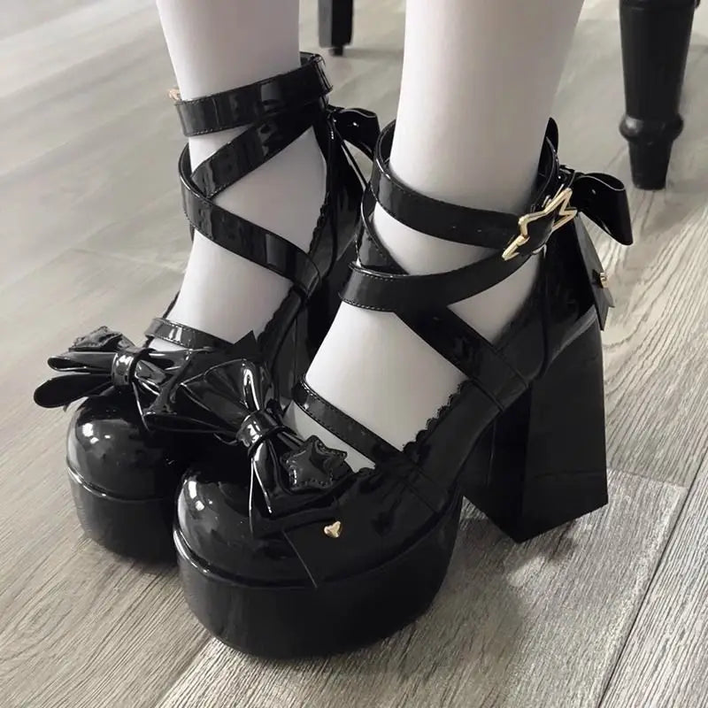 Admiring You Retro Bow Chunky Heels
