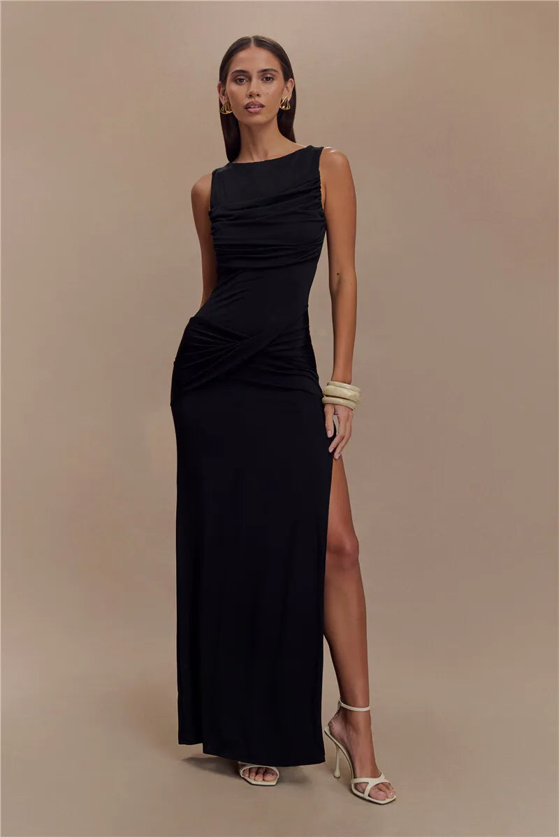 Jennifer Backless Ruched Maxi Dress
