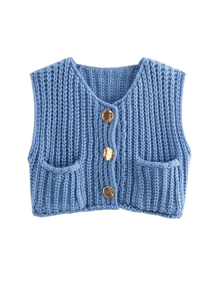 Astera Round Neck Sleeveless Cardigan
