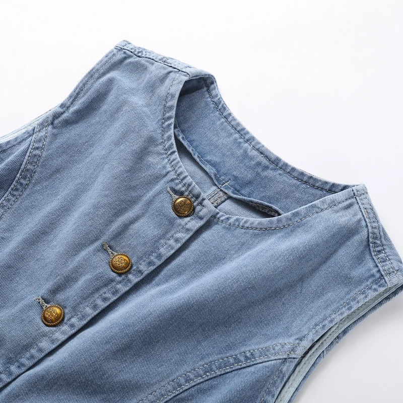 Adryana Denim Waistcoat Set