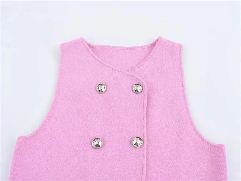 Blooming Pink Knitted Vest Top