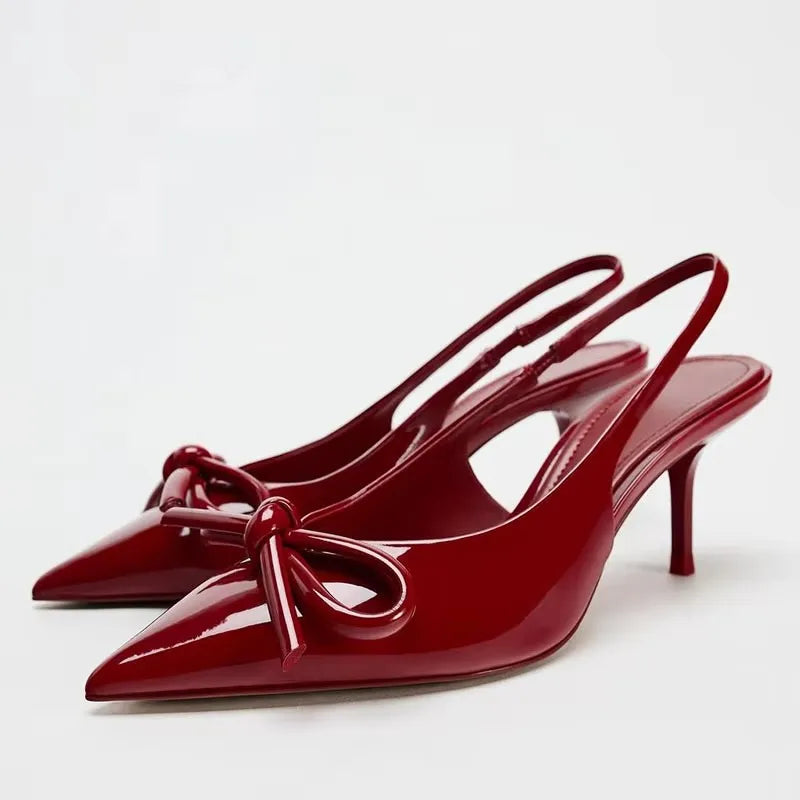 Ozzy Red Bow Slingback Heels