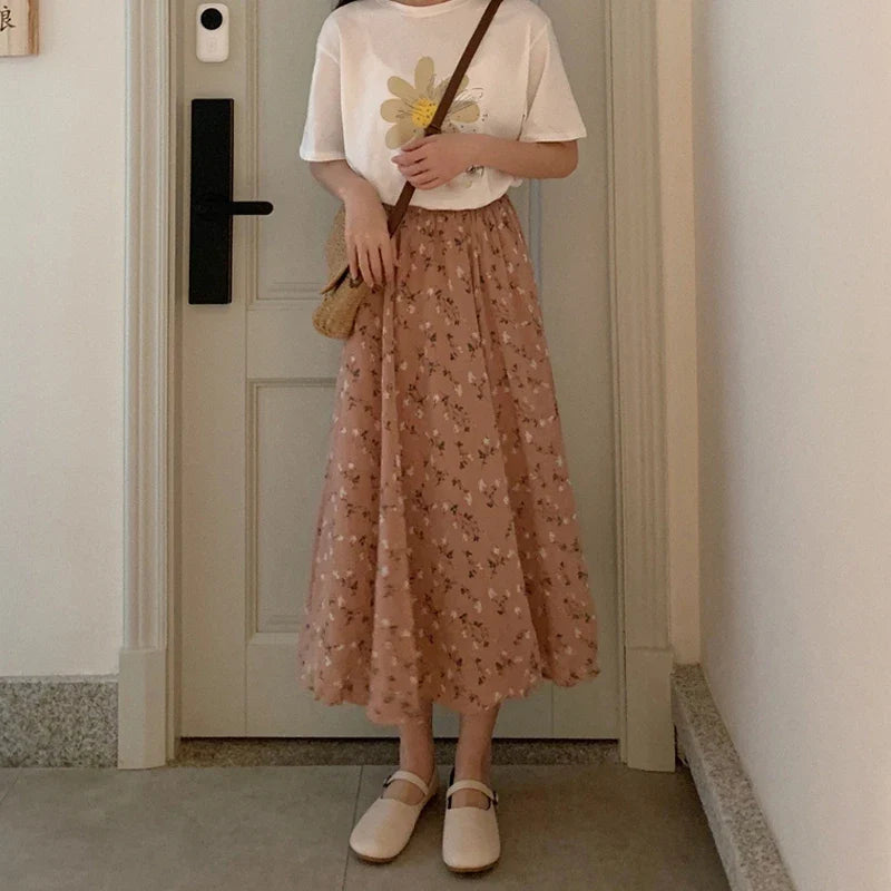 Adira A Line Bloom Midi Skirt