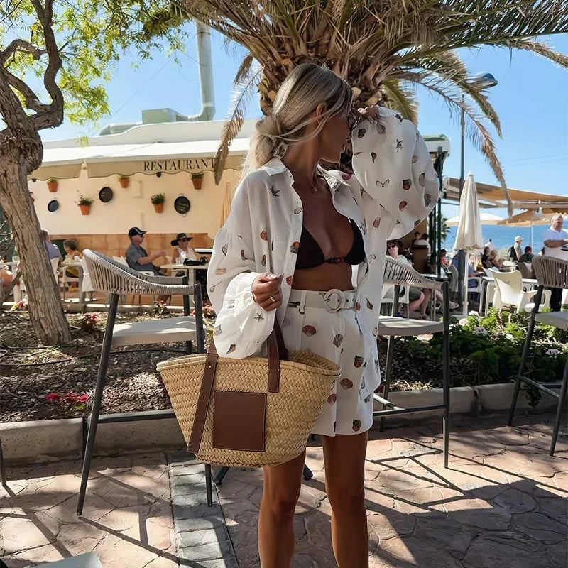 Nylah Shell Printed Shorts Set