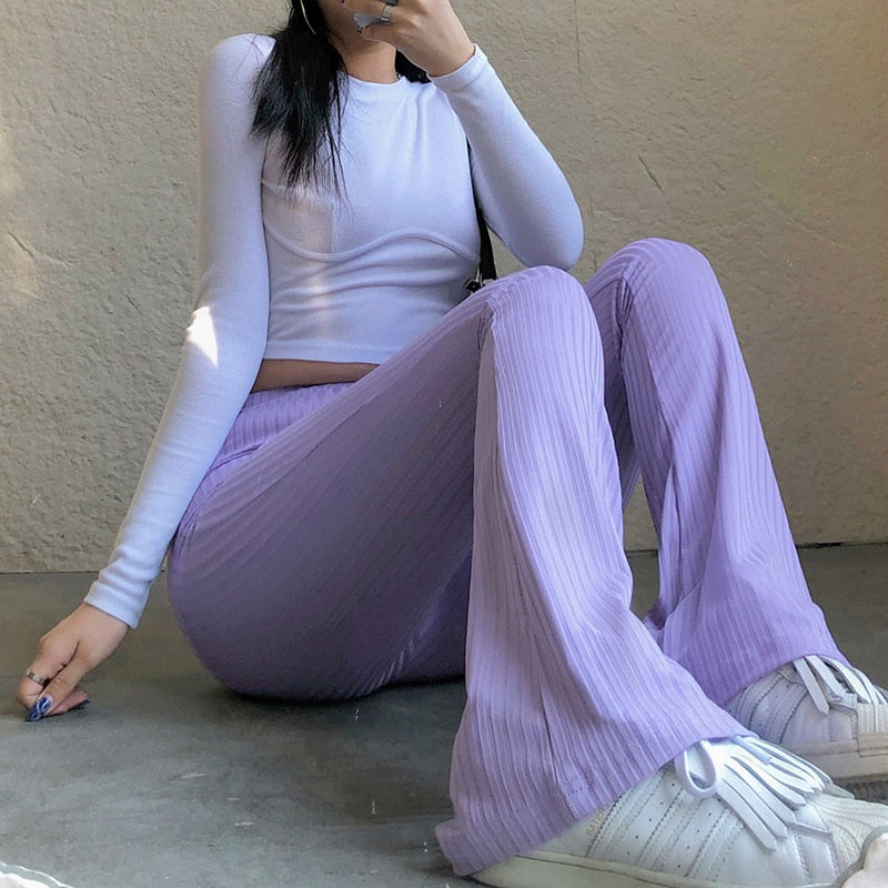 'I Purple U' Aesthetic Flared Bottom Pants