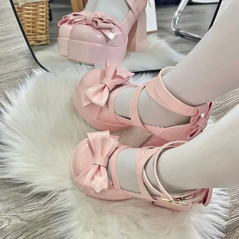 Admiring You Retro Bow Chunky Heels
