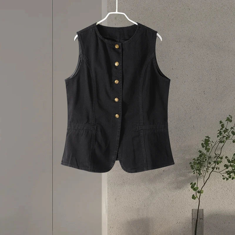 Adryana Denim Waistcoat Set
