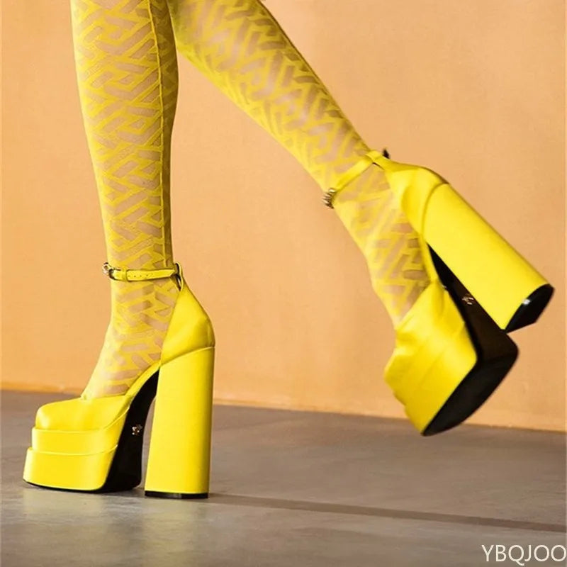 Cosmic Edge Chunky Platform Heels