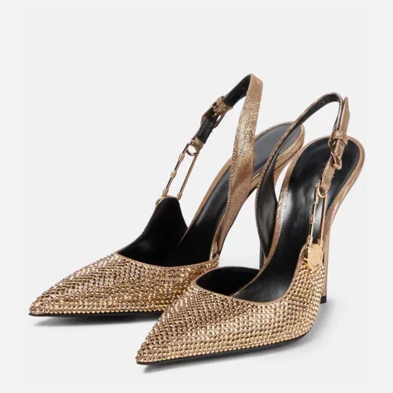 Amberly Rhinestones Sequined Pumps