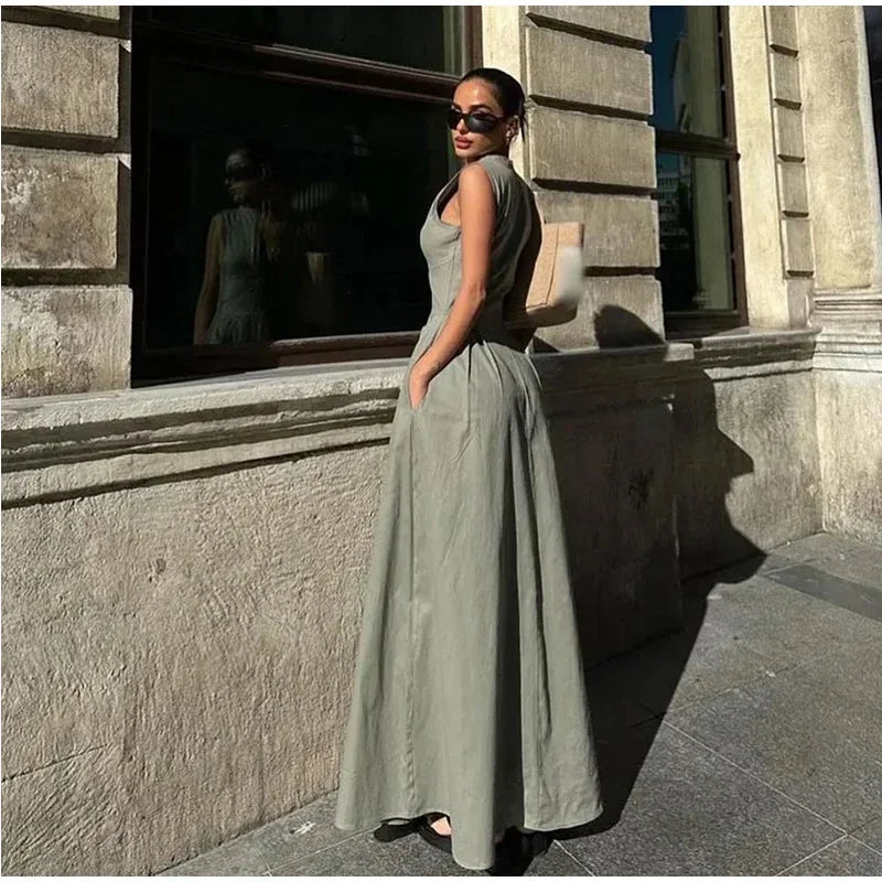 Ed Sara Pleated Long Dress