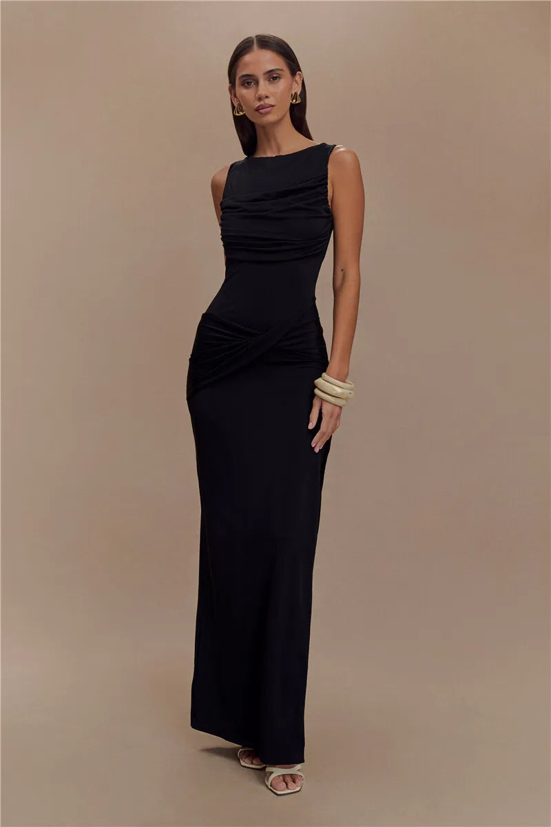 Jennifer Backless Ruched Maxi Dress
