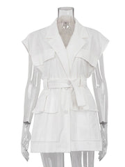 Slim Fit Sleeveless Button-Down Shirt
