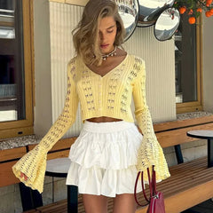 Coasting Through Hollow Out Knitted Cardigan