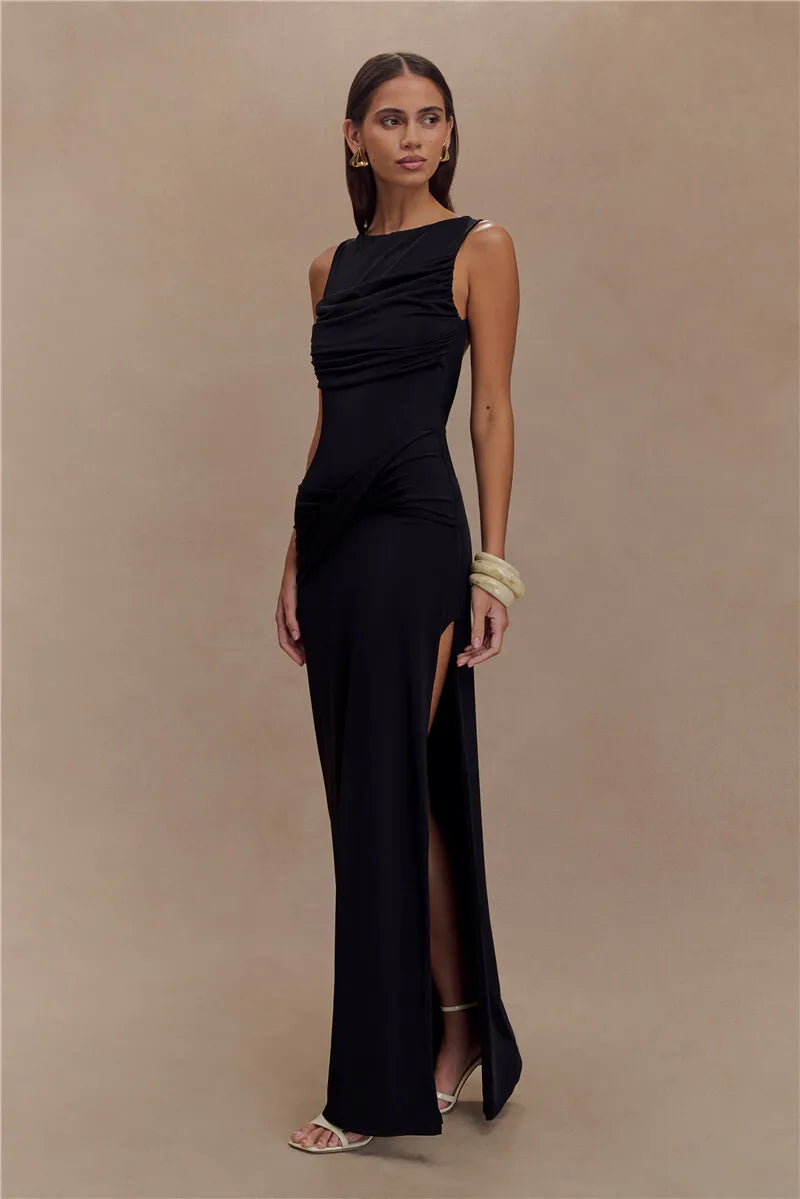 Jennifer Backless Ruched Maxi Dress