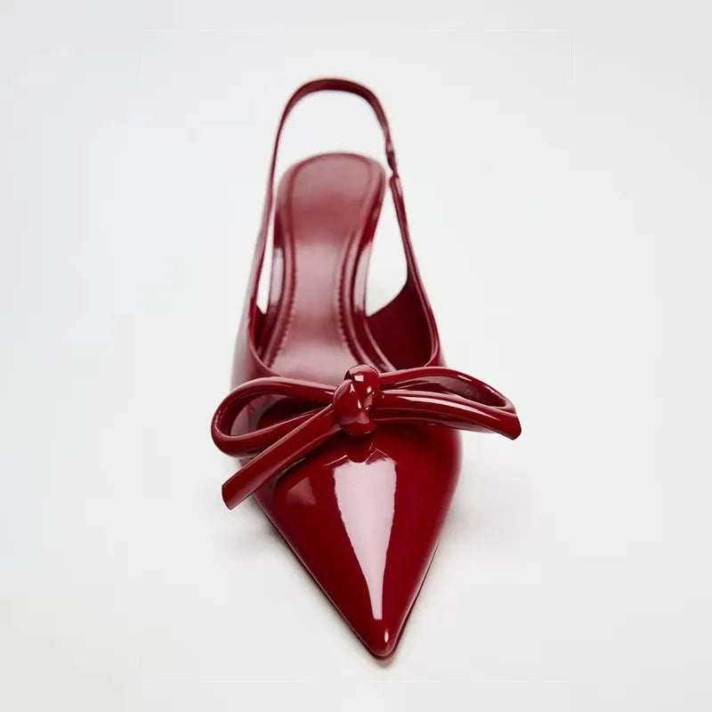 Ozzy Red Bow Slingback Heels