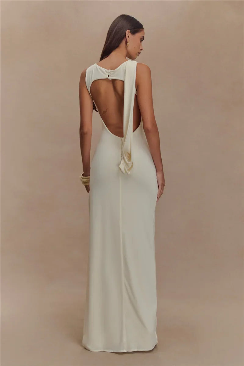 Jennifer Backless Ruched Maxi Dress