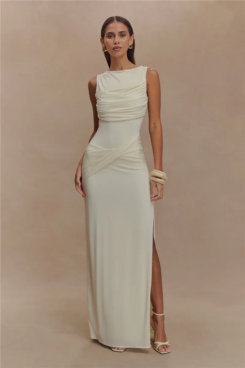 Jennifer Backless Ruched Maxi Dress