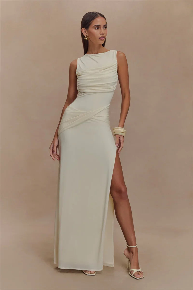 Jennifer Backless Ruched Maxi Dress