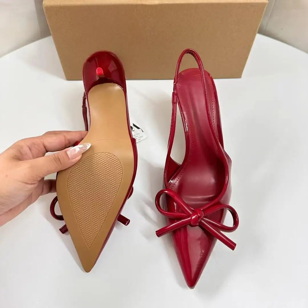 Ozzy Red Bow Slingback Heels