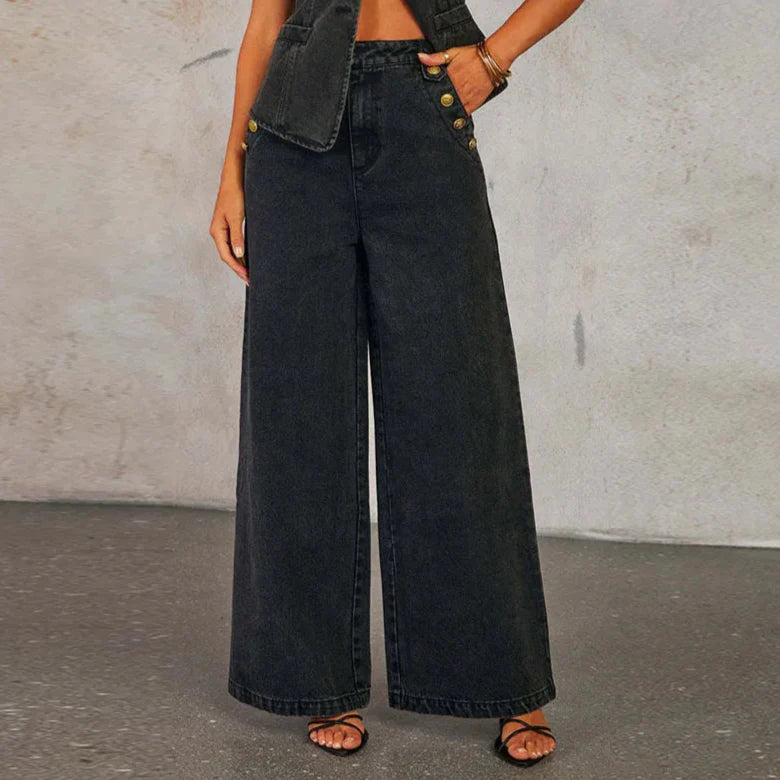 Adryana Denim Waistcoat Set