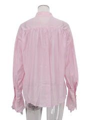 Loose Pink Long Sleeve Blouse
