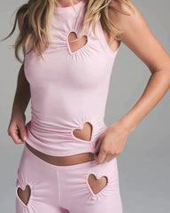Janessa Heart Hollow Out Pants Set