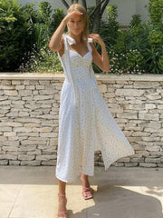Clarissa Floral Print Knot Straps Dress